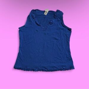 Covington Royal Blue Tank Top with Lace Trim